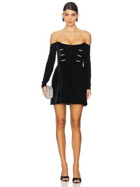 Sau Lee Viv Velvet Mini Dress Black Womens Size 8